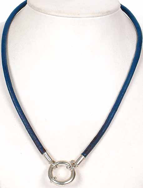 Blue Leather Cord to Hang your Pendant (with Spring Lock)