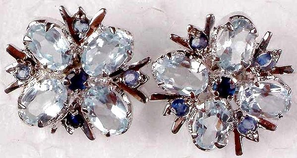 Blue Topaz and Sapphire Earrings