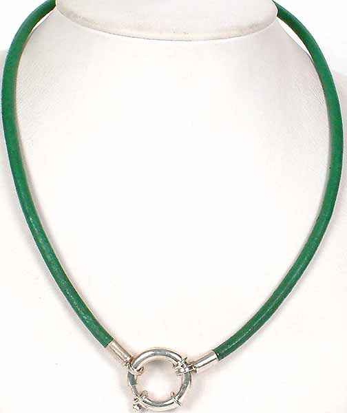 Green Leather Cord to Hang your Pendant (with Spring Lock)