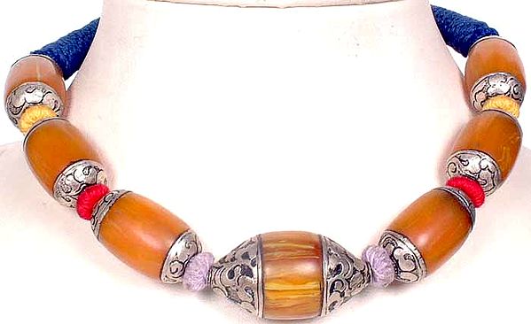 Necklace of Amber Dust Beads