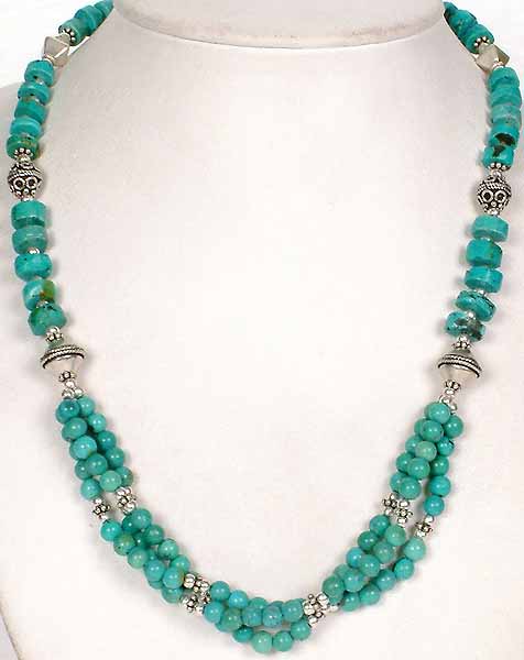 Necklace of Tibetan Turquoise Wheels and Balls