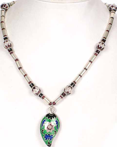 Necklace with Antiquated Meenakari Mango