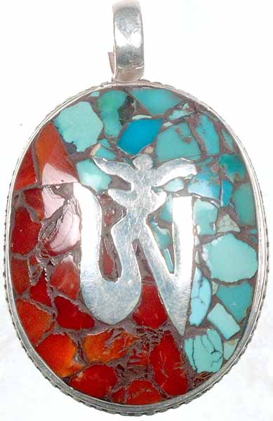 Om with Twin-Color Inlay Pendant