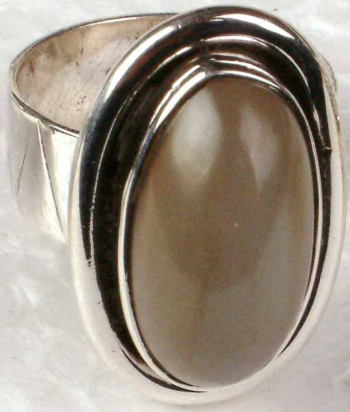 Oval Black Moonstone Ring