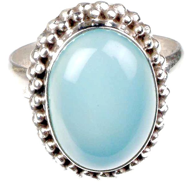 Oval Blue Chalcedony Ring