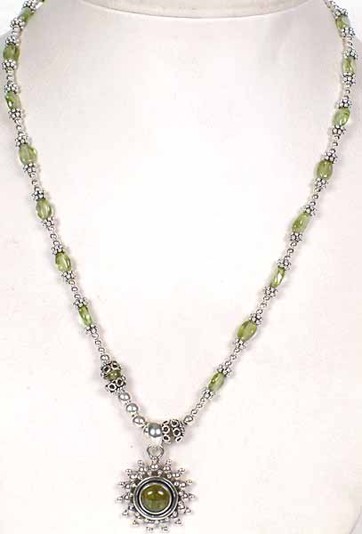 Peridot Necklace with Sun