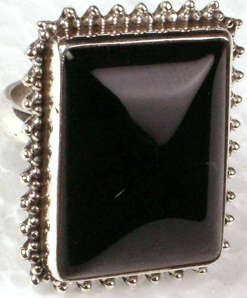 Rectangular Black Onyx Rings