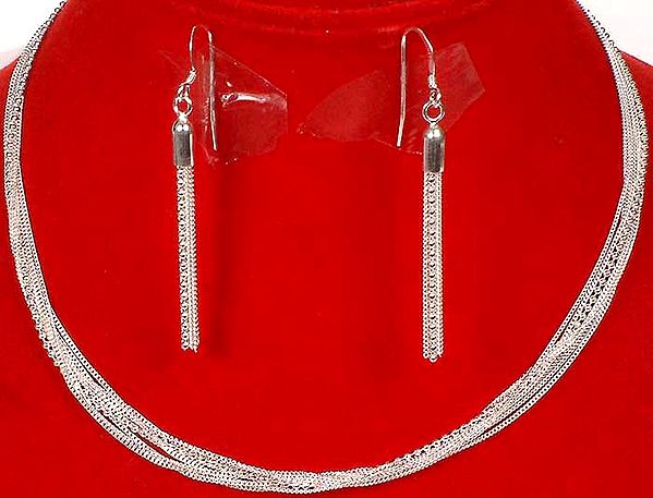 Set of Multi-Strand Sterling Necklace with Cascade Earrings