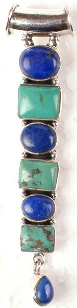 Turquoise and Lapis Lazuli Long Pendant