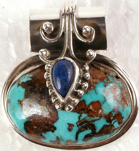 Turquoise and Lpais Lazuli Pendant