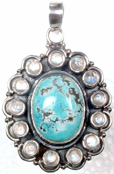 Turquoise and Moonstone Flower