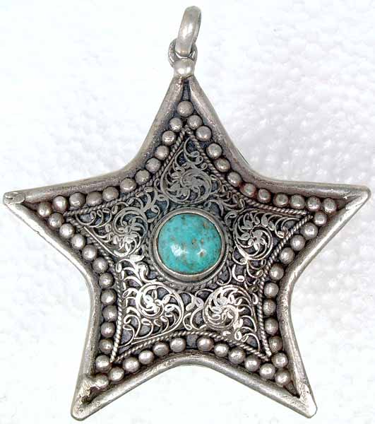 Turquoise Star with Filigree