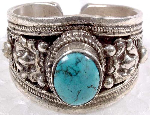 Turquoise Vajra Ring with Filigree