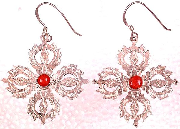 Vishva-Vajra Earrings with Coral