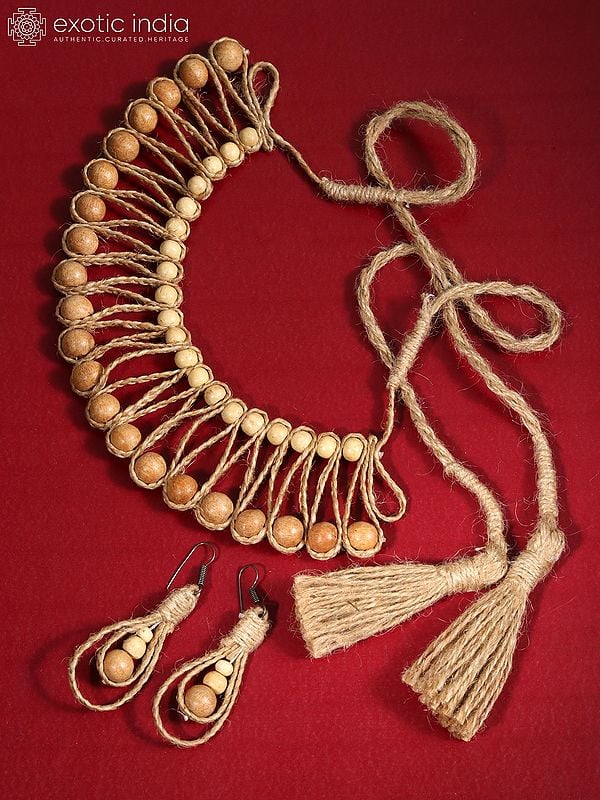 Jute Necklace with Earring Set