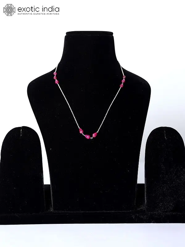 Ruby Chalcedony Teardrop Shape Necklace