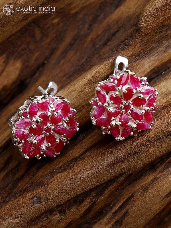 Faceted Ruby Chakra Sterling Silver Earrings