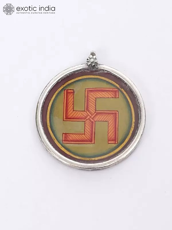 Hand-Painted Pendant of Ancient Hindu Swastika