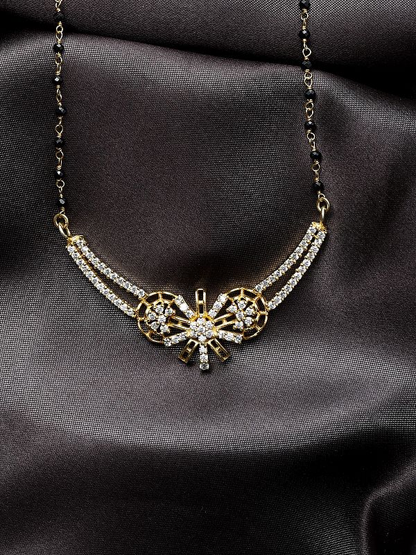 Gold-Plated Sterling Silver Mangalsutra with Cubic Zirconia Stone