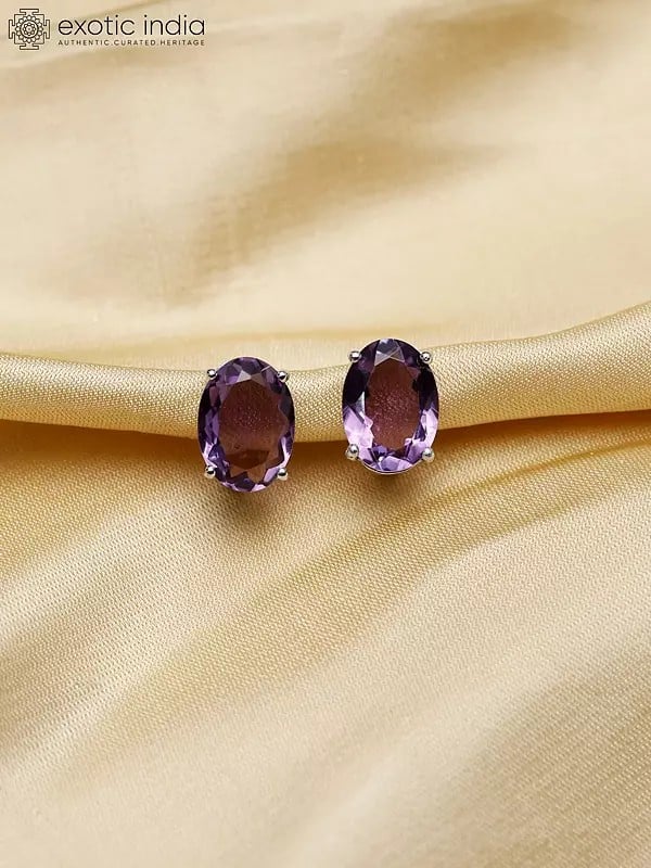 Oval Shape Faceted Gemstone Earrings