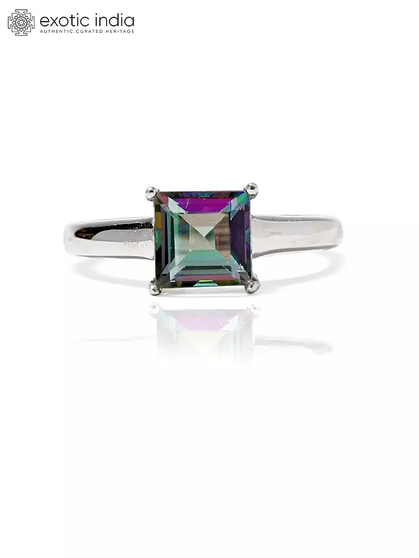 Square Cut Mystic Topaz Ring
