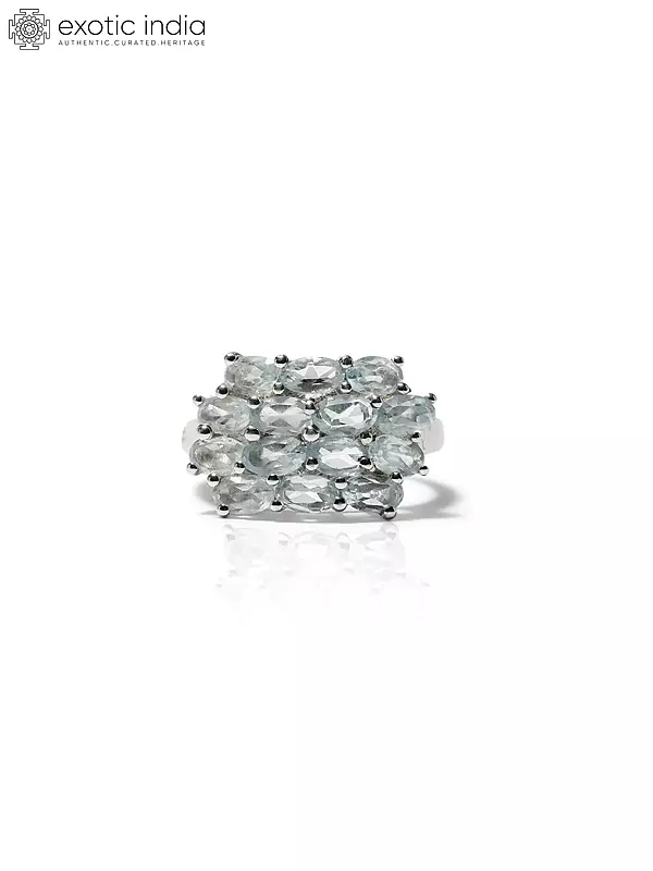 Faceted Blue Topaz Gemstone Ring