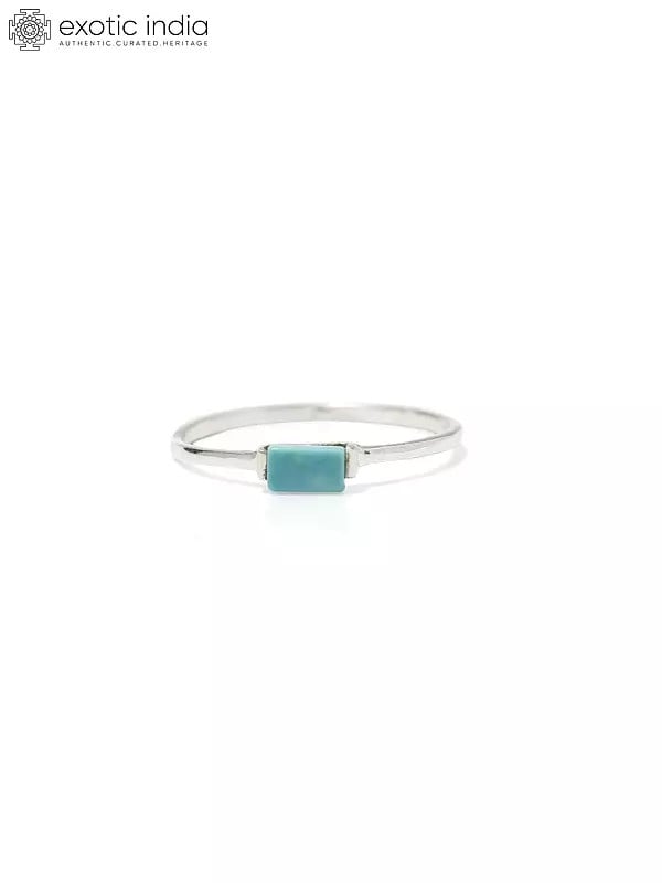 Small Rectangular Cut Turquoise Ring