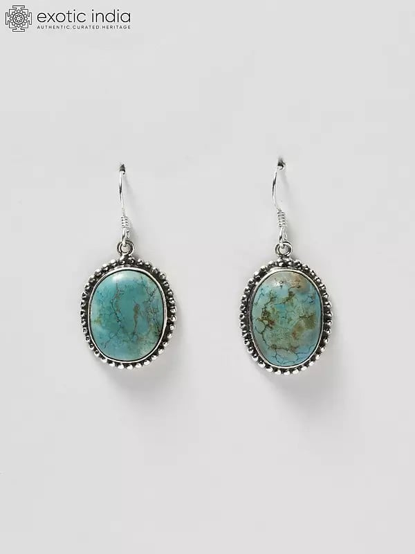 Tibetan Turquoise Oval Hook Earrings