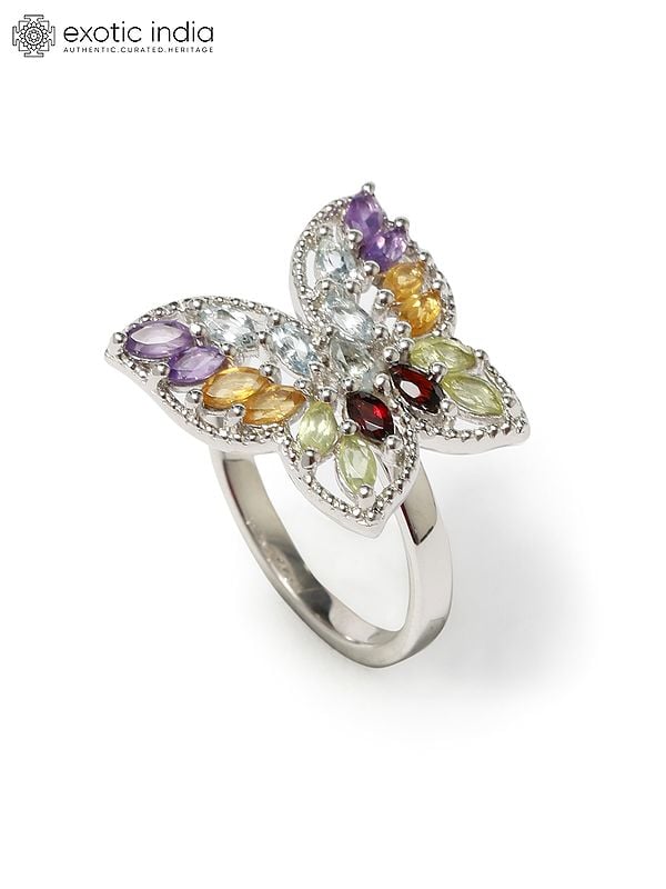 Faceted Multi-Gemstone Butterfly Ring