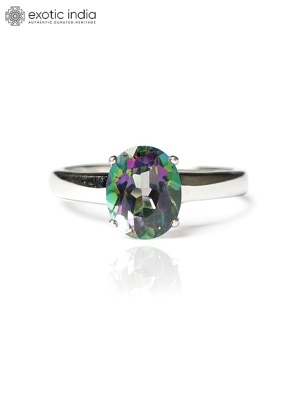 Oval Cut Faceted Mystic Topaz Ring