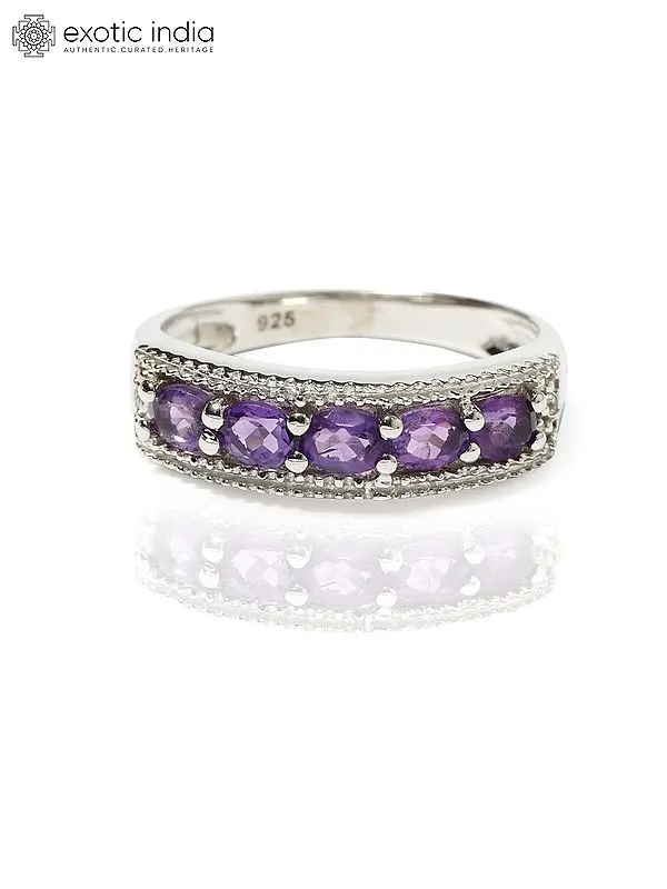 Faceted Amethyst Sterling Silver Ring