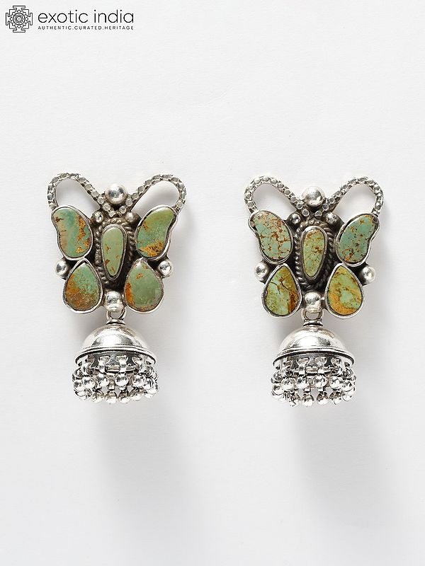 Tibetan Turquoise Butterfly Design Jhumki Earrings