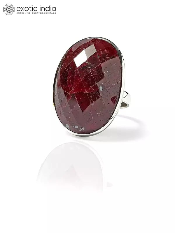 Oval Shape Faceted Ruby Ring