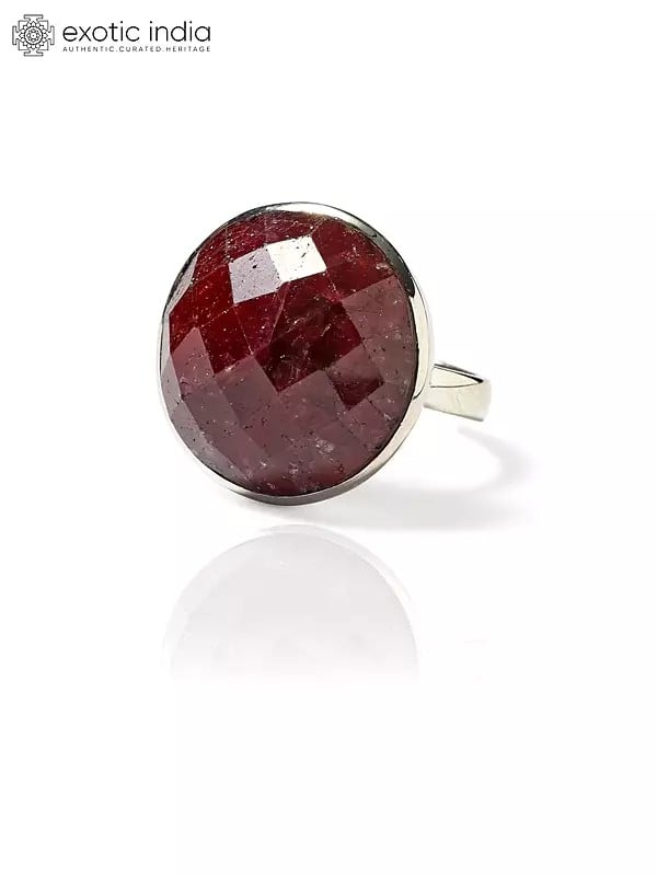 Round Shape Faceted Ruby Ring