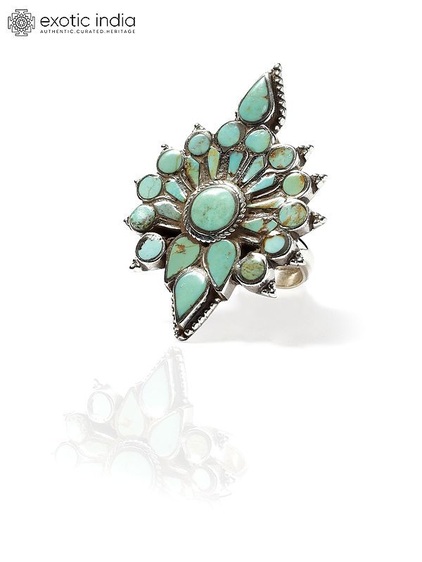Adjustable Floral Turquoise Gemstone Ring
