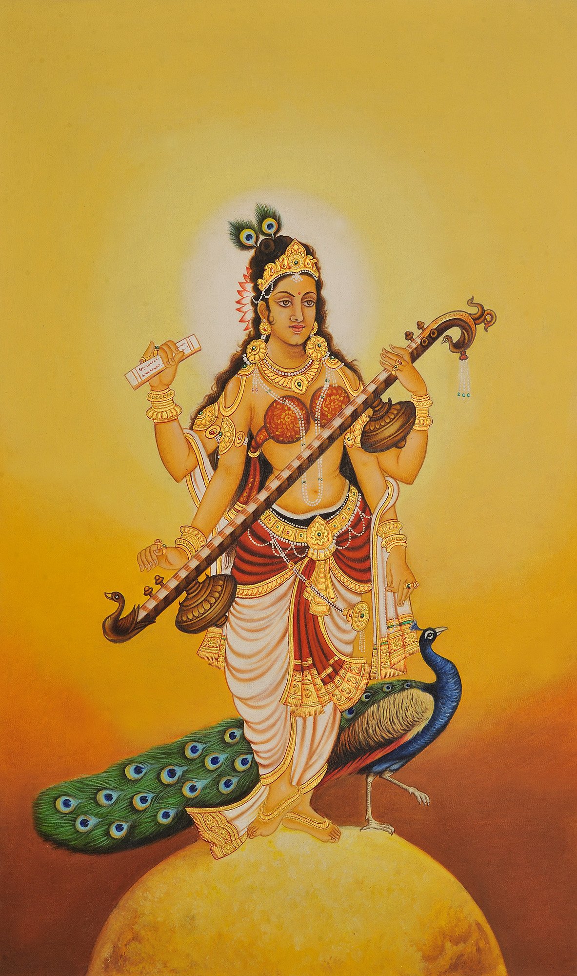 Goddess Saraswati Attracted By The Cosmic Rays Of Sun