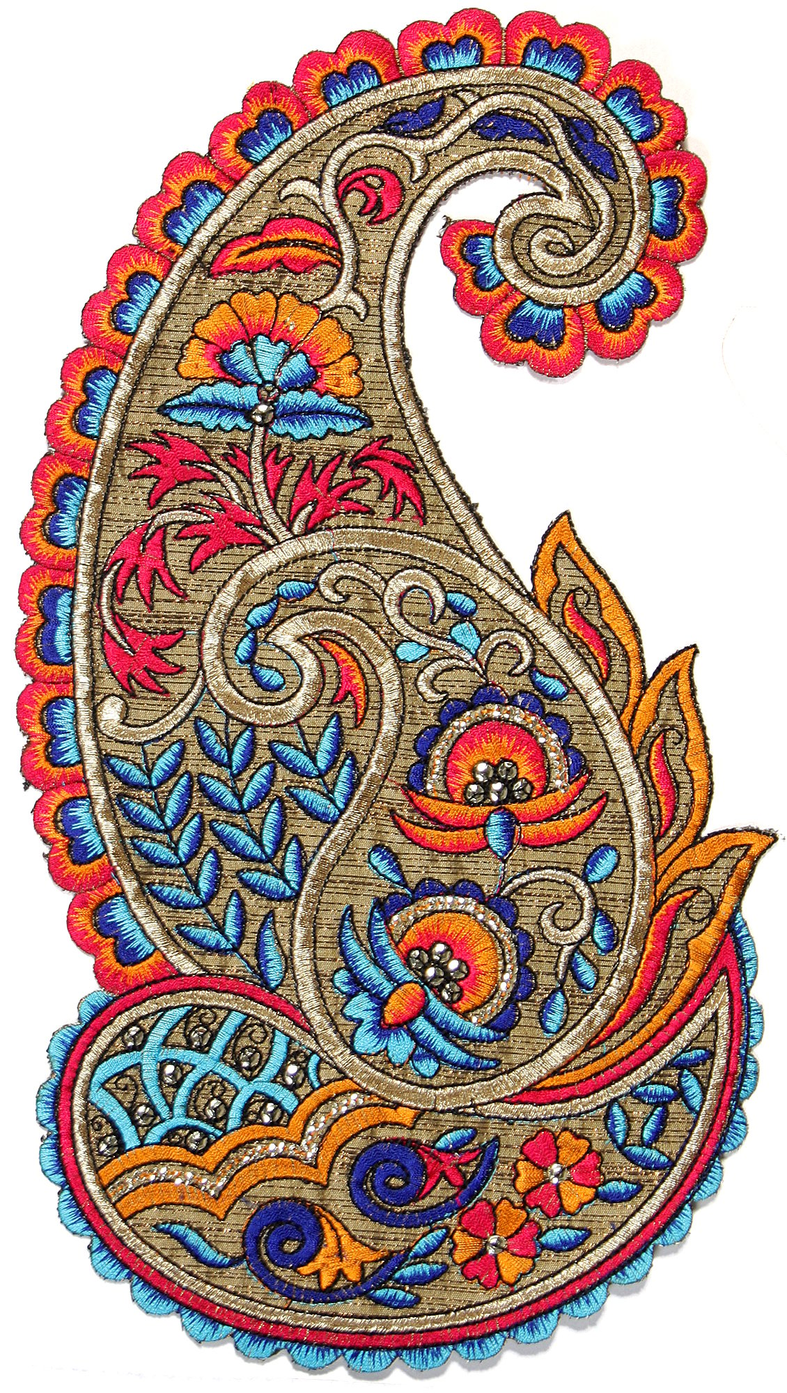 Large Embroidered Paisley Patch with Sequins