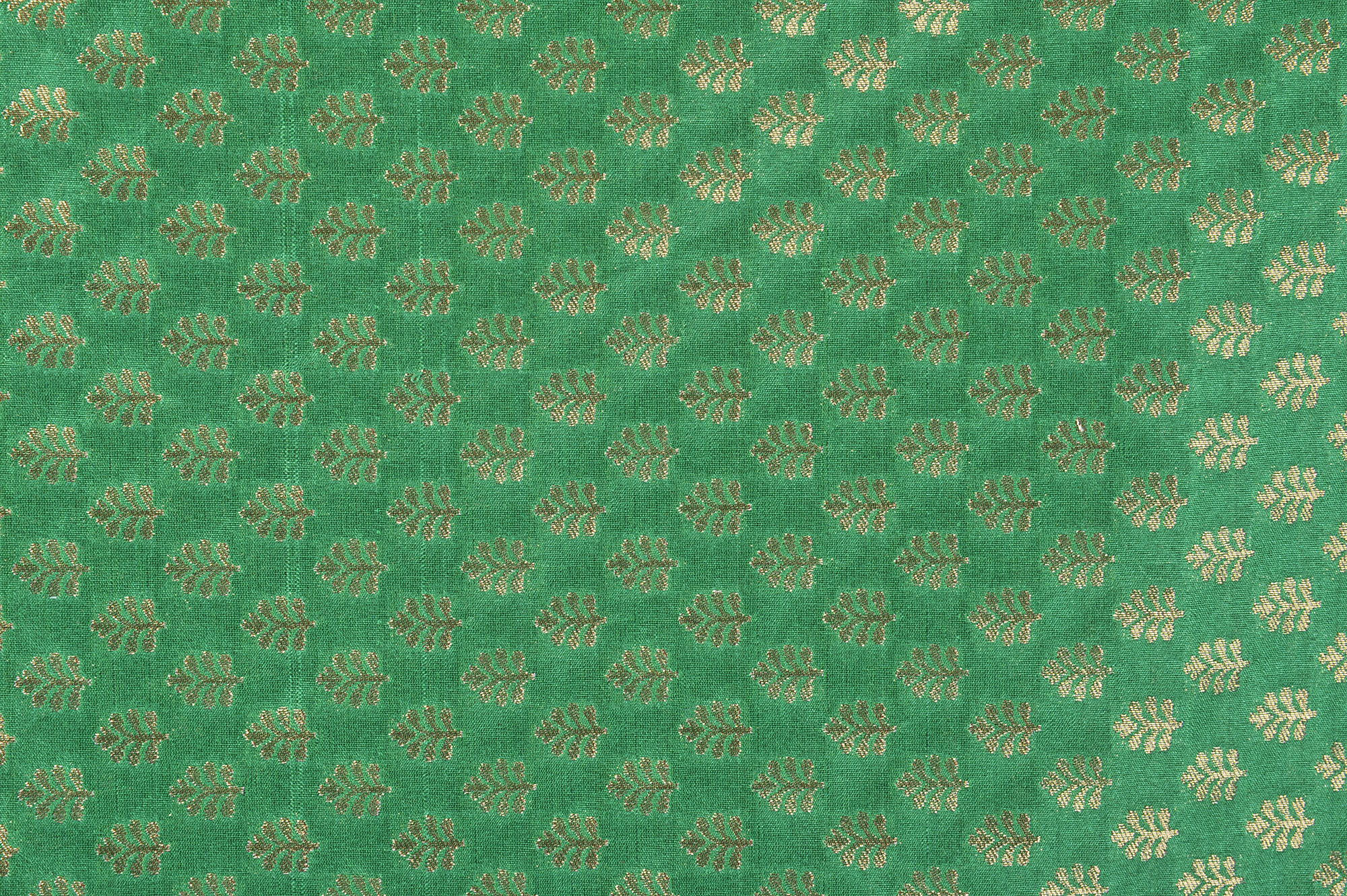 Ming-Green Brocade Dodama Fabric from Banaras with Woven Bootis in ...