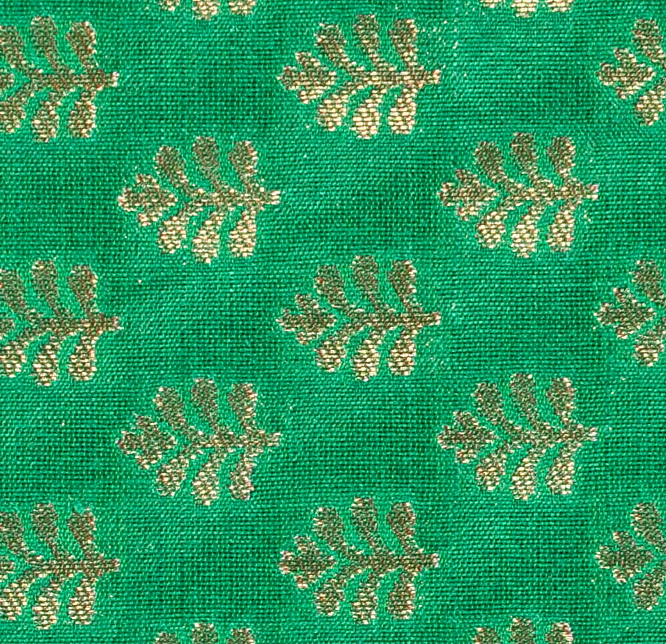 Ming-Green Brocade Dodama Fabric from Banaras with Woven Bootis in ...