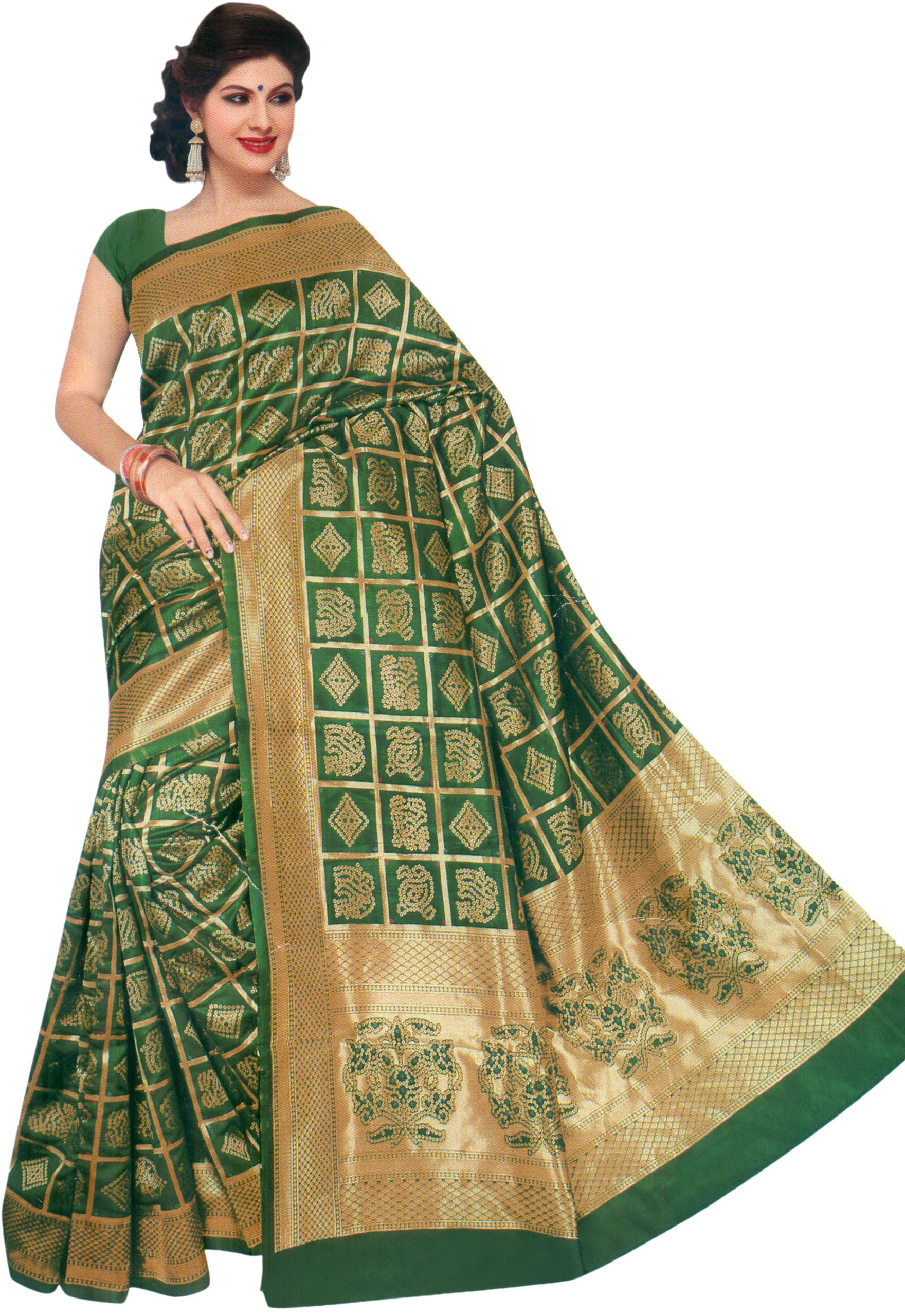 Bandhani Gharchola Sari with Zari Weave and Tie-Dye Motifs