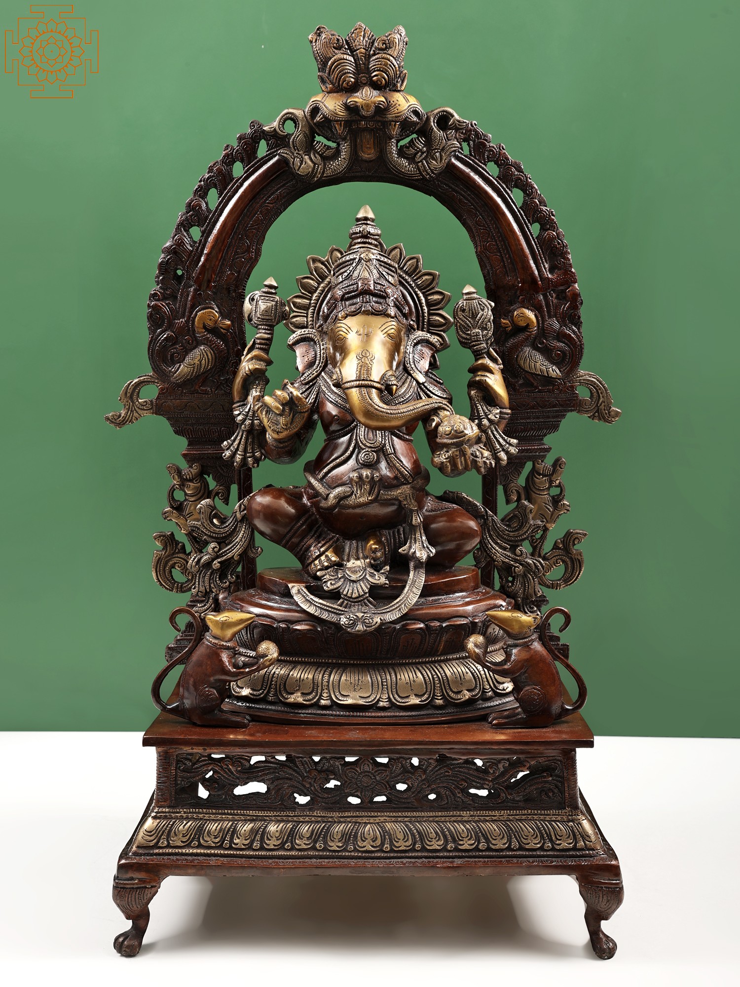 Ganesha Seated On Lotus Seat With Prabhavali
