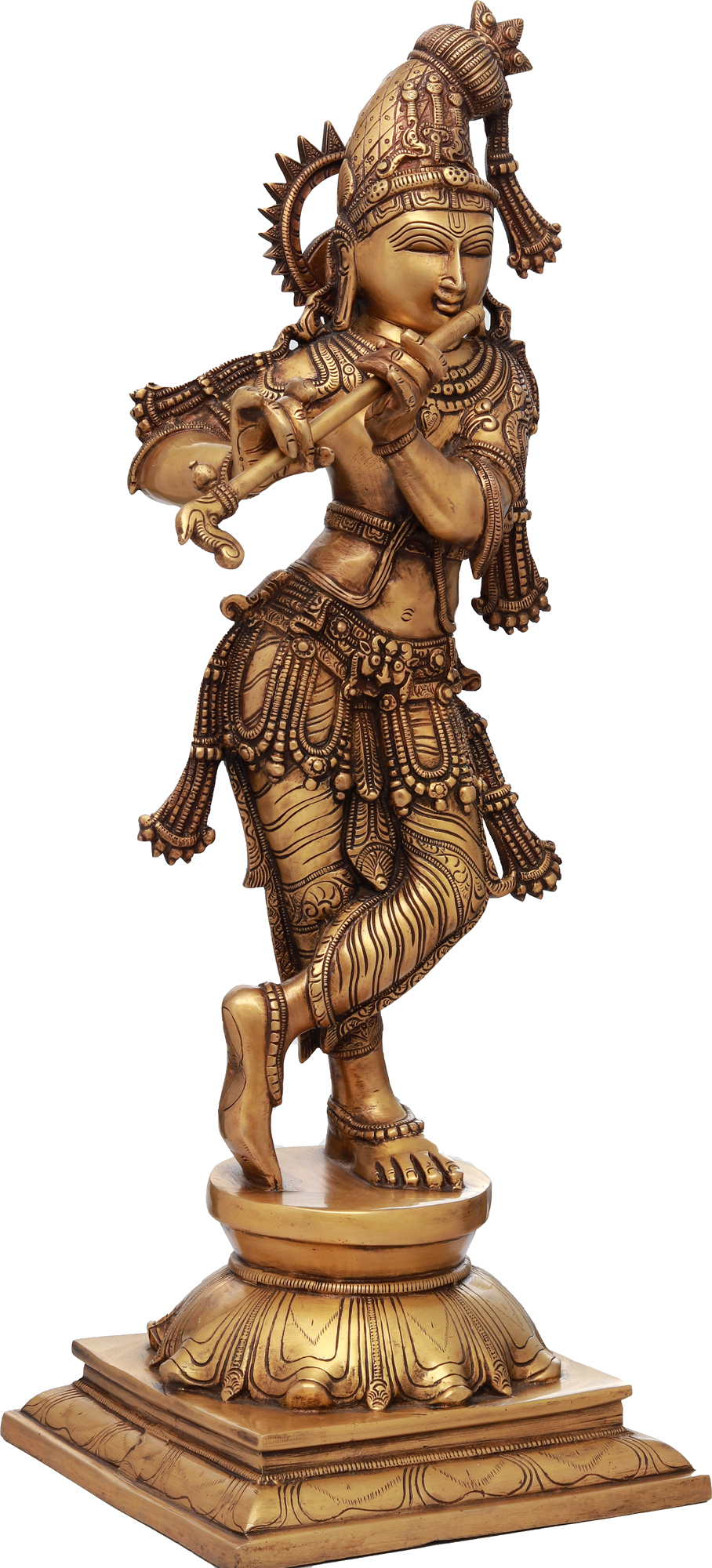 Haloed Krishna, The Tribhanga Murari, Plays On The Flute