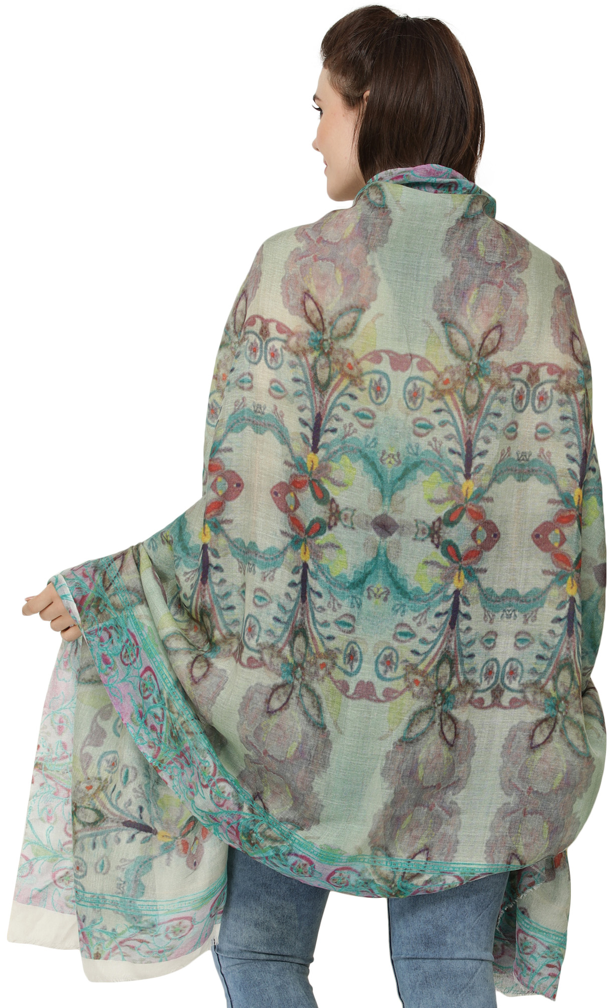 Loden-Frost Digital-Printed Shawl from Amritsar